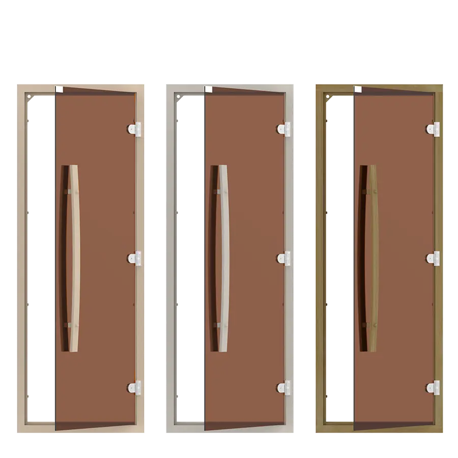 Bronze Glass Reversible Sauna Door with Arc Handle