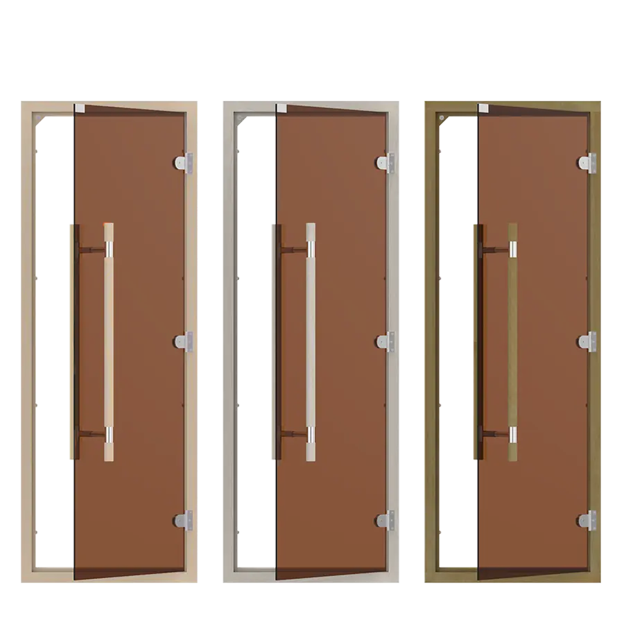 Bronze Glass Reversible Sauna Door with Metallic Handle
