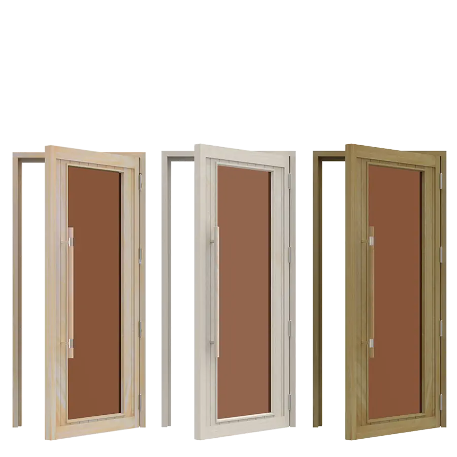 Wooden Wide Bronze Window Sauna Door