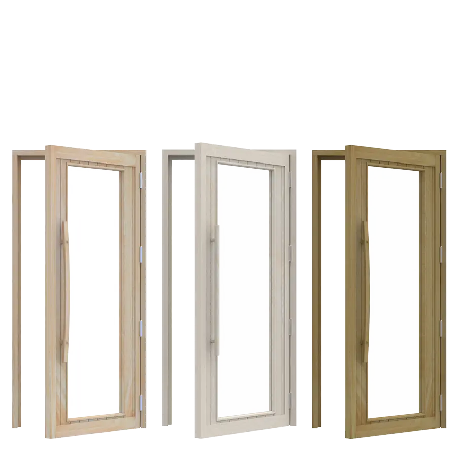 Wooden Wide Clear Window Sauna Door