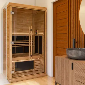 INFRARED SAUNA Infrared sauna with cedar wood interior by SAWO